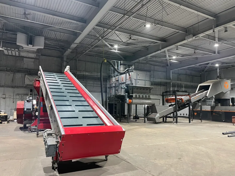 Industrial warehouse facility showcasing waste management operations